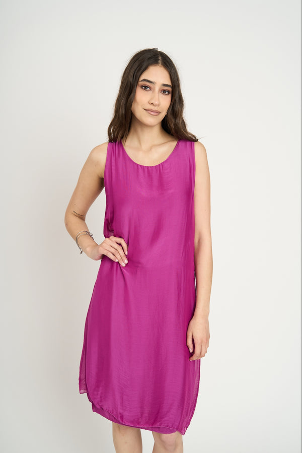Vestido Mujer Natalia Cuello redondo Magenta Lineatre