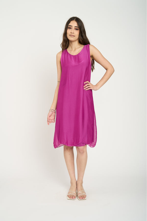 Vestido Mujer Natalia Cuello redondo Magenta Lineatre