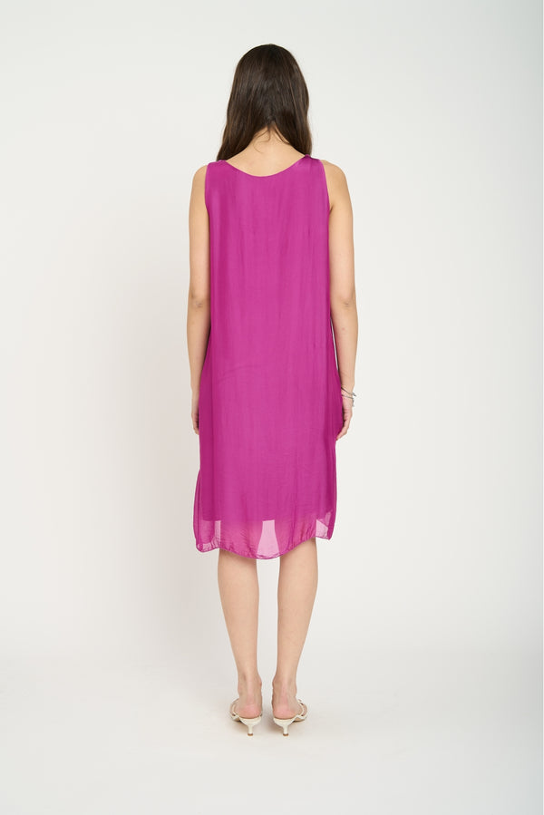 Vestido Mujer Natalia Cuello redondo Magenta Lineatre