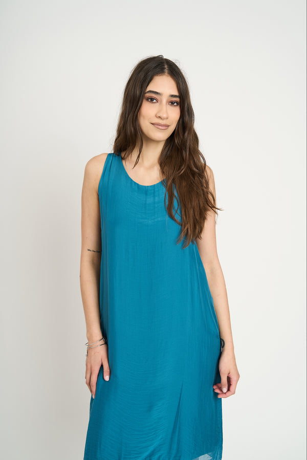 Vestido Mujer Natalia Cuello redondo Petróleo Lineatre