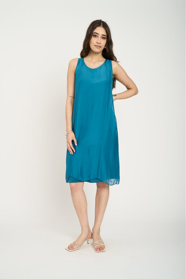 Vestido Mujer Natalia Cuello redondo Petróleo Lineatre