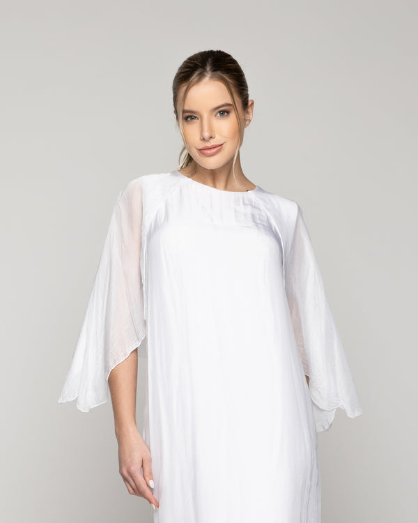 Vestido Mujer Vianney Mangas Con Capa Blanco Lineatre