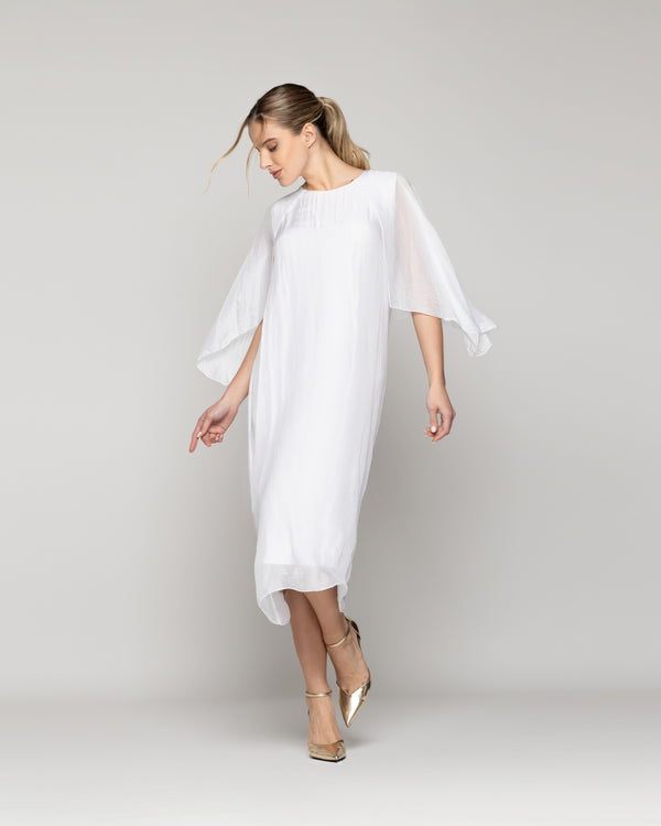 Vestido Mujer Vianney Mangas Con Capa Blanco Lineatre