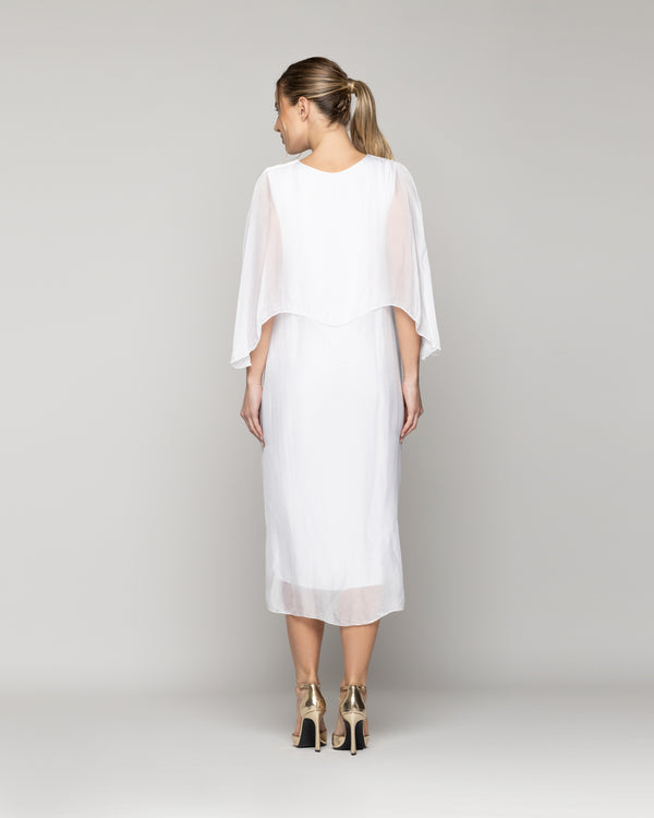 Vestido Mujer Vianney Mangas Con Capa Blanco Lineatre