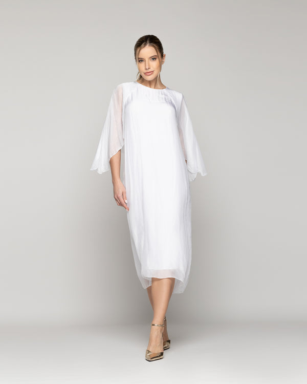 Vestido Mujer Vianney Mangas Con Capa Blanco Lineatre