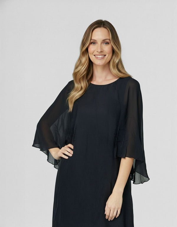 Vestido Mujer Natascia Cuello redondo cierre Sin Negro Lineatre