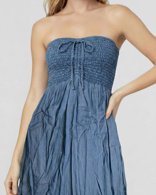 Vestido Mujer Vanda Denim Cuello Halter Lineatre