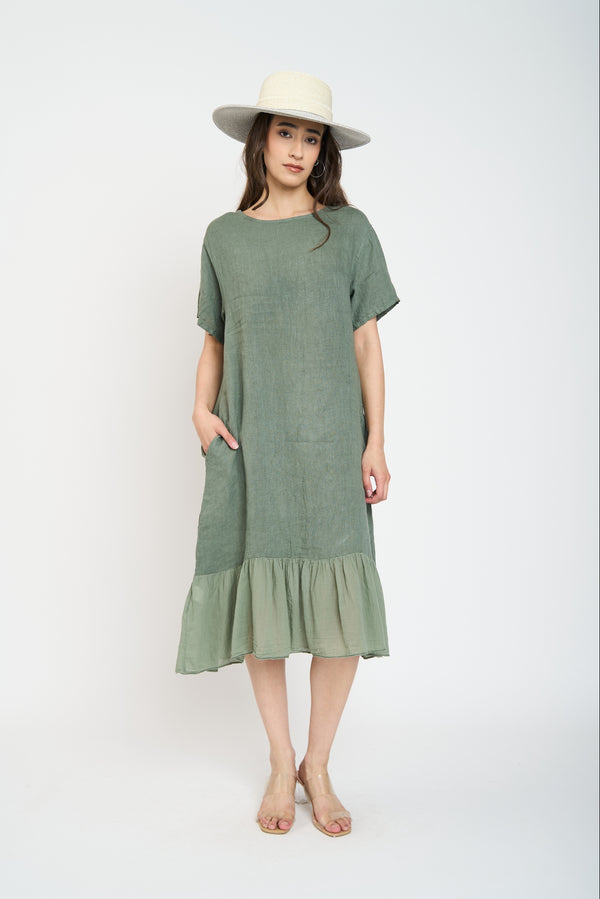 Vestido Mujer Paloma Cuello redondo Militar Lineatre