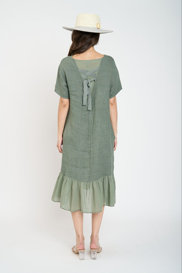 Vestido Mujer Paloma Cuello redondo Militar Lineatre