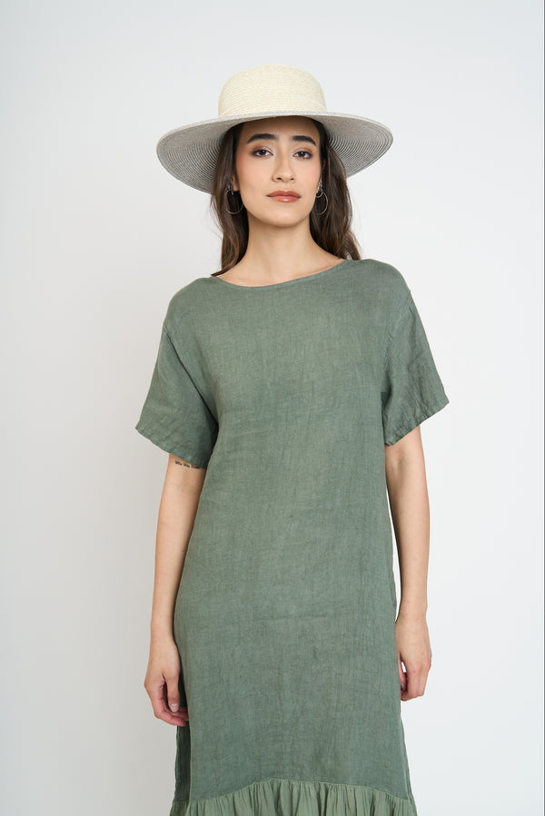 Vestido Mujer Paloma Cuello redondo Militar Lineatre
