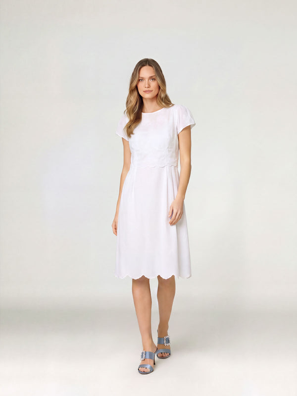 Vestido Mujer Celeste Cuello redondo Blanco Lineatre