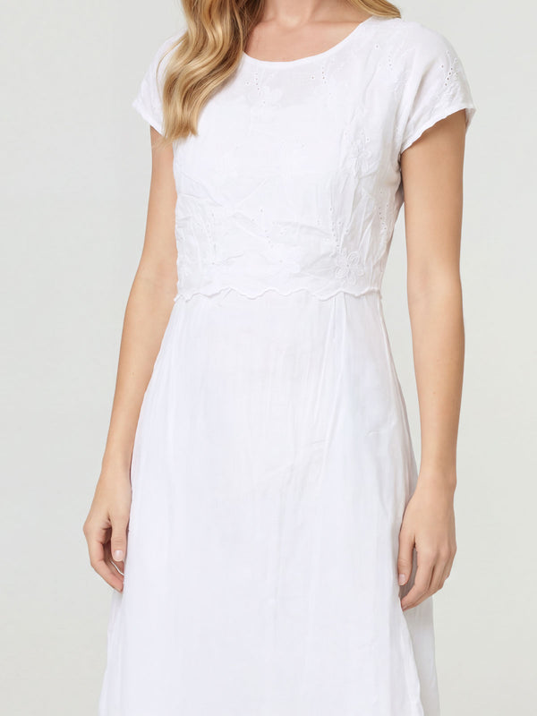 Vestido Mujer Celeste Cuello redondo Blanco Lineatre