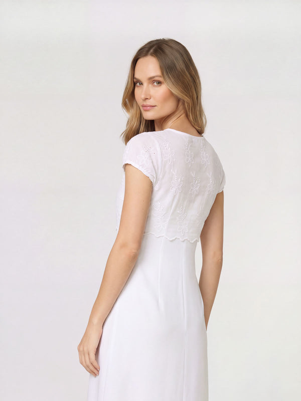 Vestido Mujer Celeste Cuello redondo Blanco Lineatre