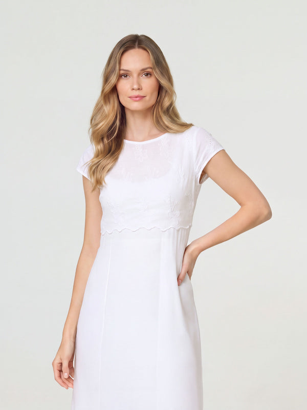 Vestido Mujer Celeste Cuello redondo Blanco Lineatre