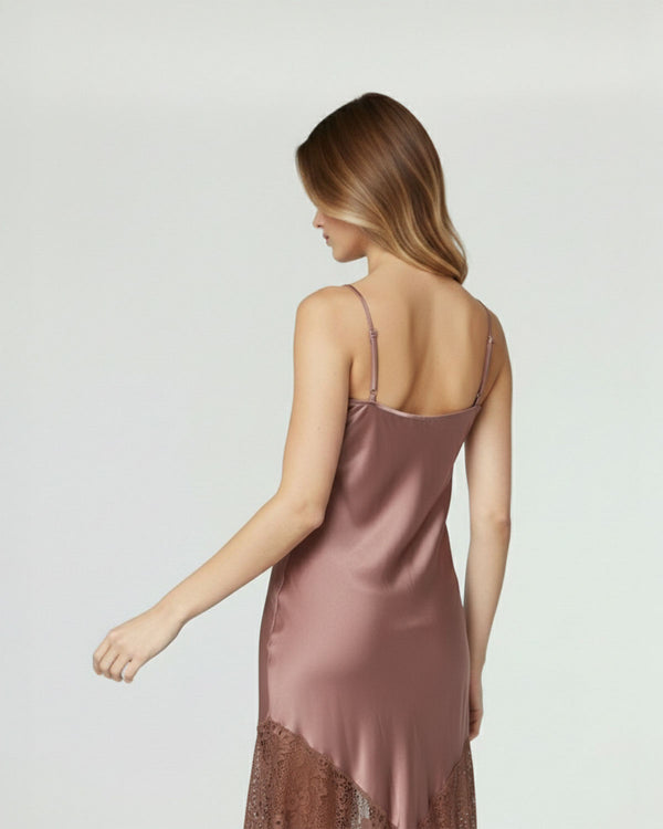 Vestido Mujer Nerina Regular fit Escote en V Tirantes Moka Lineatre