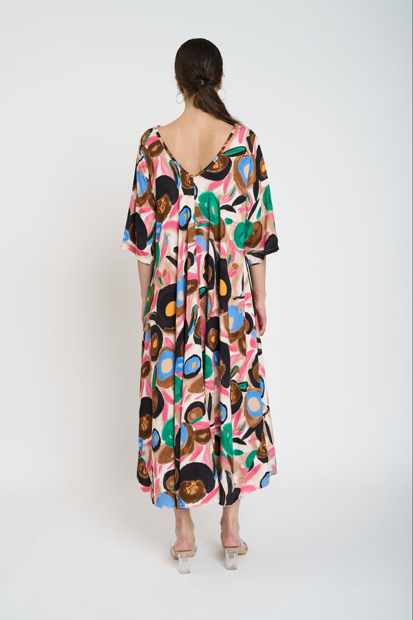 Vestido Mujer Iris Escote en V Negro Lineatre