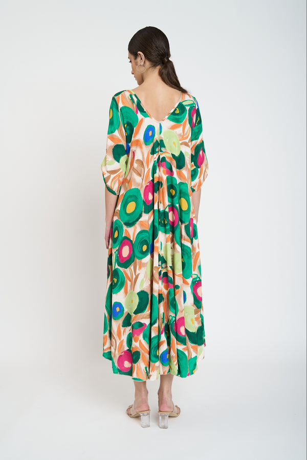 Vestido Mujer Iris Escote en V Verde Lineatre