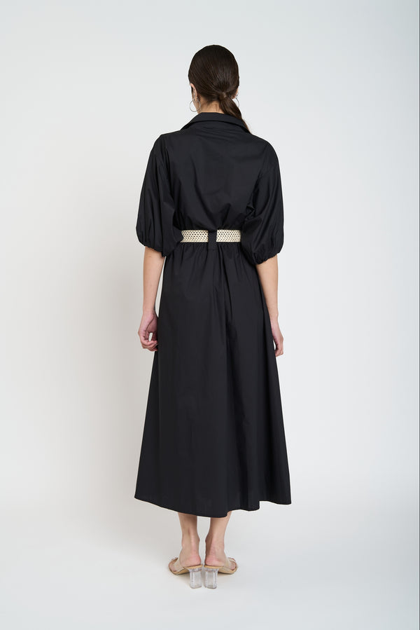 Vestido Mujer Susana Cuello con solapa Negro Lineatre