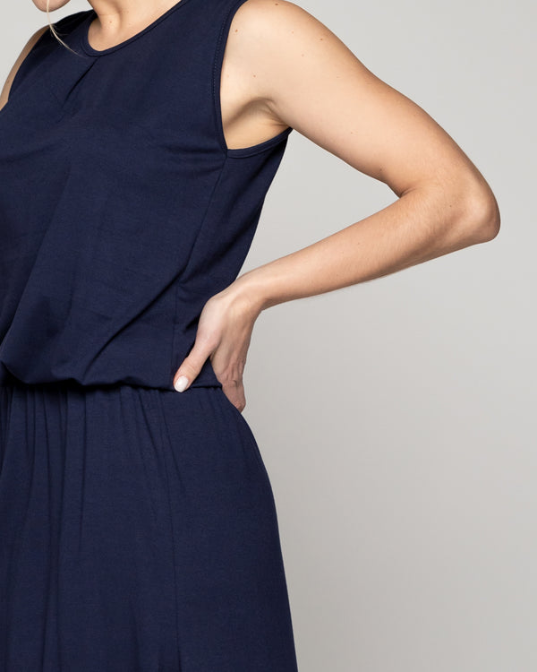 Vestido Mujer Vesper Largo Algodón Azul Lineatre