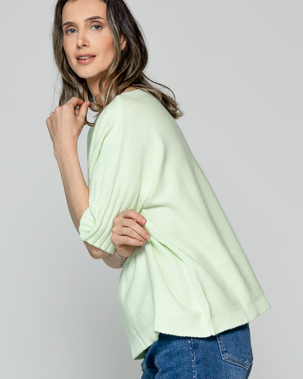 Sweater Mujer Weilis Manga 3/4  Escote Bote Verde Agua Lineatre