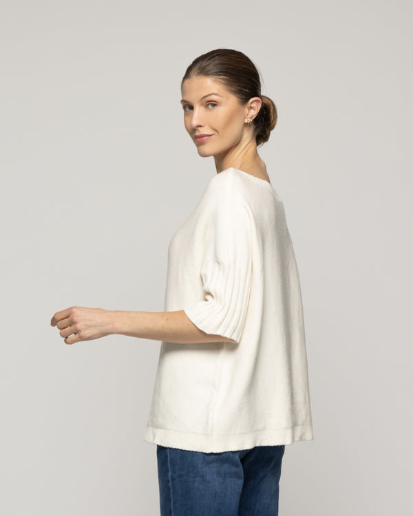 Sweater Mujer Weilis Manga 3/4 Escote Bote Blanco Crudo Lineatre