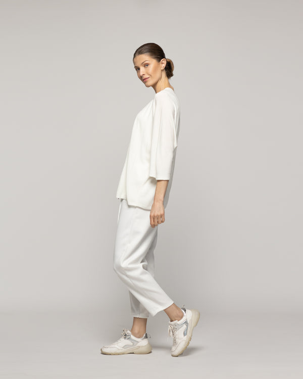 Sweater Mujer Waleska Tipo Cardigan Liso Manga Larga Blanco Lineatre