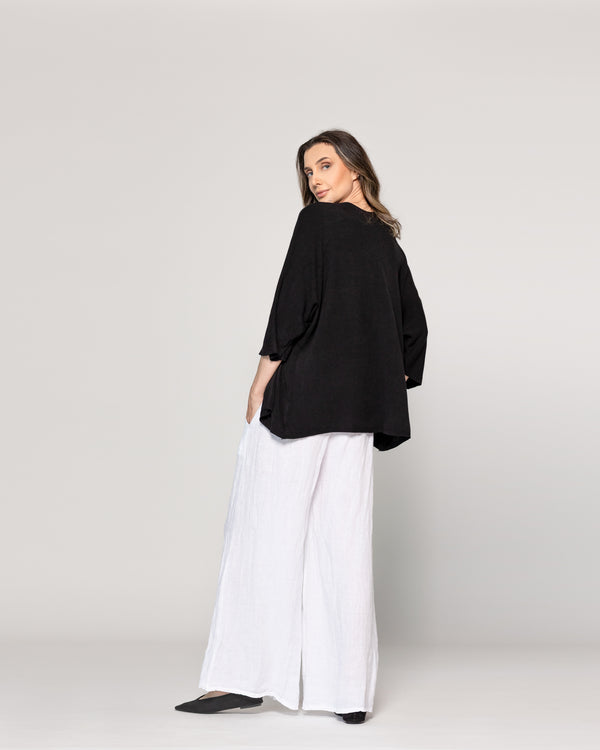 Sweater Mujer Waleska Tipo Cardigan Liso Manga Larga Negro Lineatre