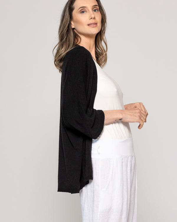 Sweater Mujer Waleska Tipo Cardigan Liso Manga Larga Negro Lineatre