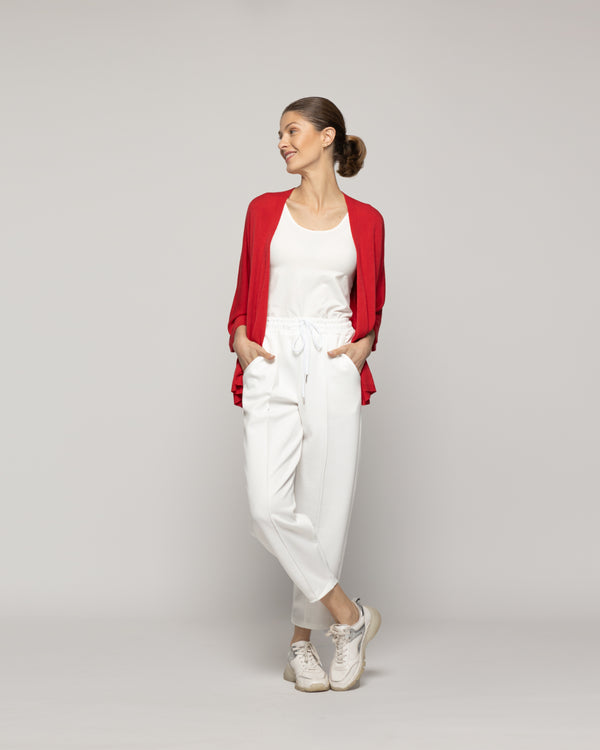 Sweater Mujer Waleska Tipo Cardigan Liso Manga Larga Rojo Lineatre