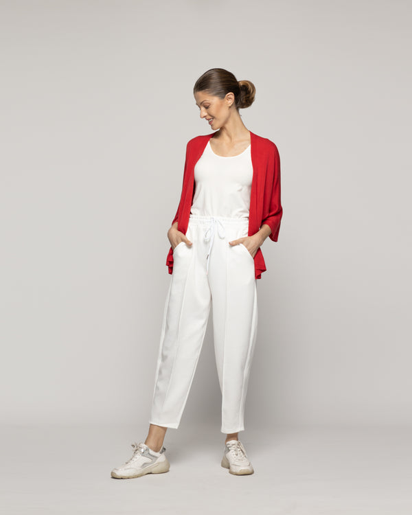 Sweater Mujer Waleska Tipo Cardigan Liso Manga Larga Rojo Lineatre