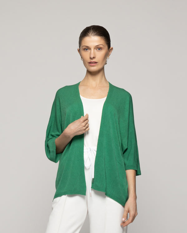 Sweater Mujer Waleska Tipo Cardigan Liso Manga Larga Verde Lineatre