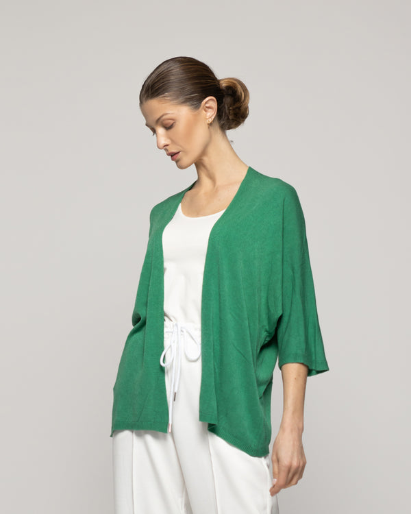 Sweater Mujer Waleska Tipo Cardigan Liso Manga Larga Verde Lineatre