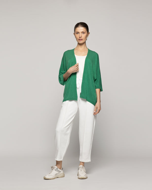 Sweater Mujer Waleska Tipo Cardigan Liso Manga Larga Verde Lineatre
