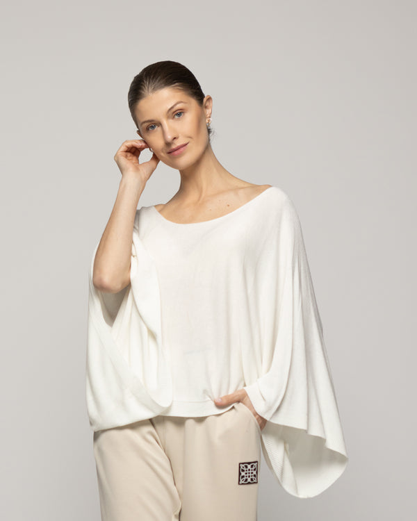 Sweater Mujer Oversize Willa Blanco Manga Ancha Lineatre