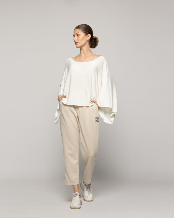 Sweater Mujer Oversize Willa Blanco Manga Ancha Lineatre