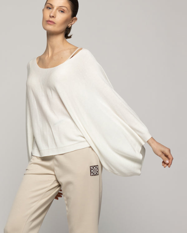 Sweater Mujer Oversize Willa Blanco Manga Ancha Lineatre
