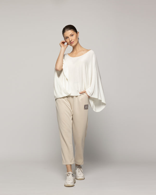 Sweater Mujer Oversize Willa Blanco Manga Ancha Lineatre