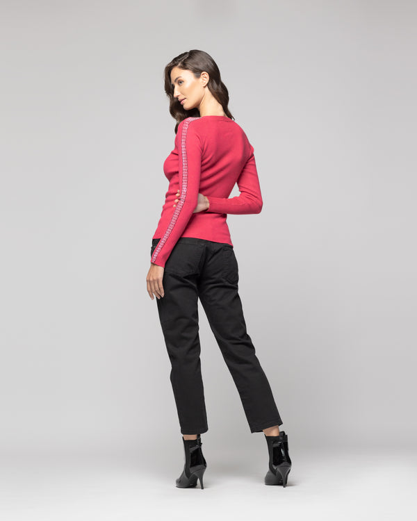 Sweater Mujer Anahí cuello V Fucsia Lineatre