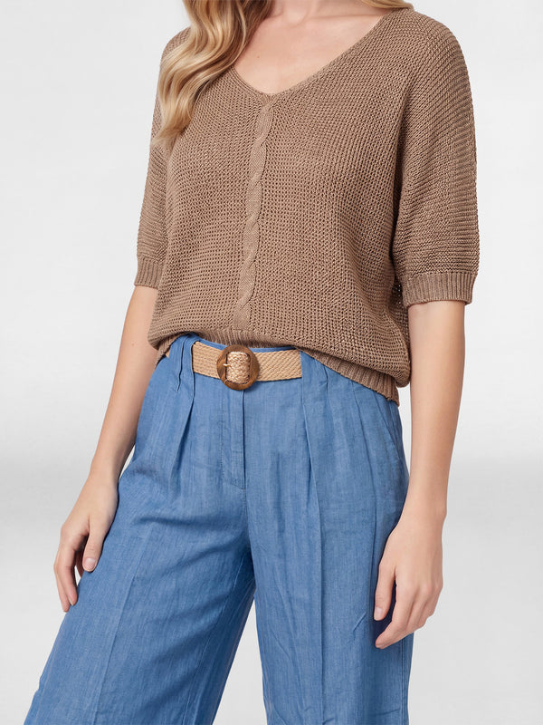 Sweater Mujer Camila Cuello redondo Oro Lineatre