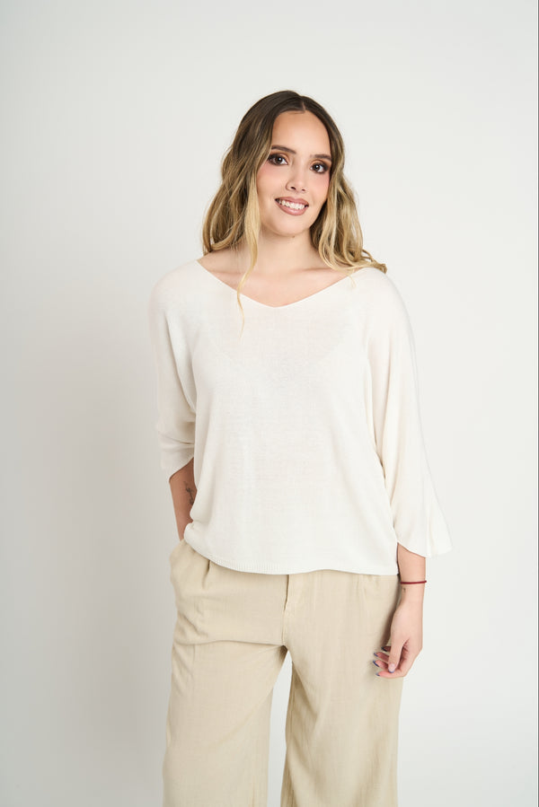 Sweater Mujer Francisca Blanco Lineatre