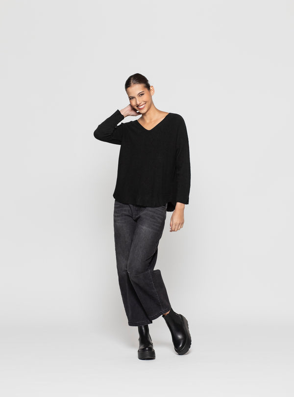 Sweater Mujer Corina Negro Lineatre