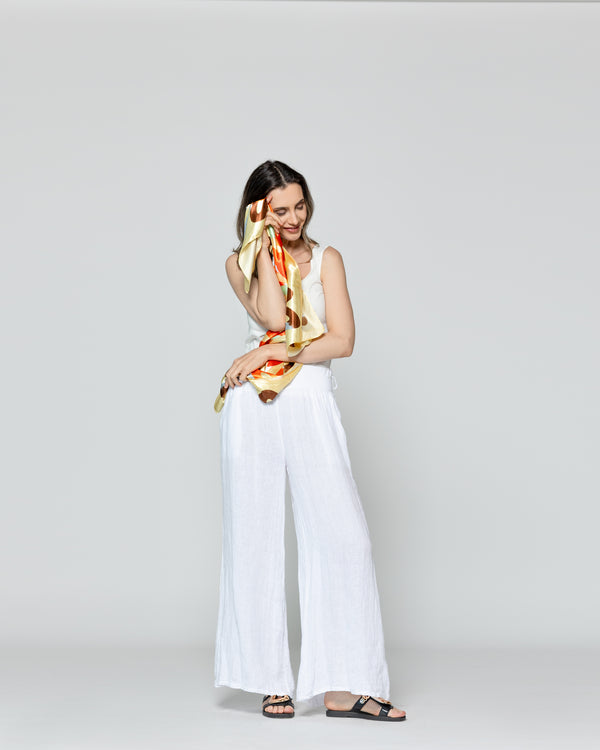 Pañuelo Mujer Satinado Estampado Mandala Amarillo Lineatre