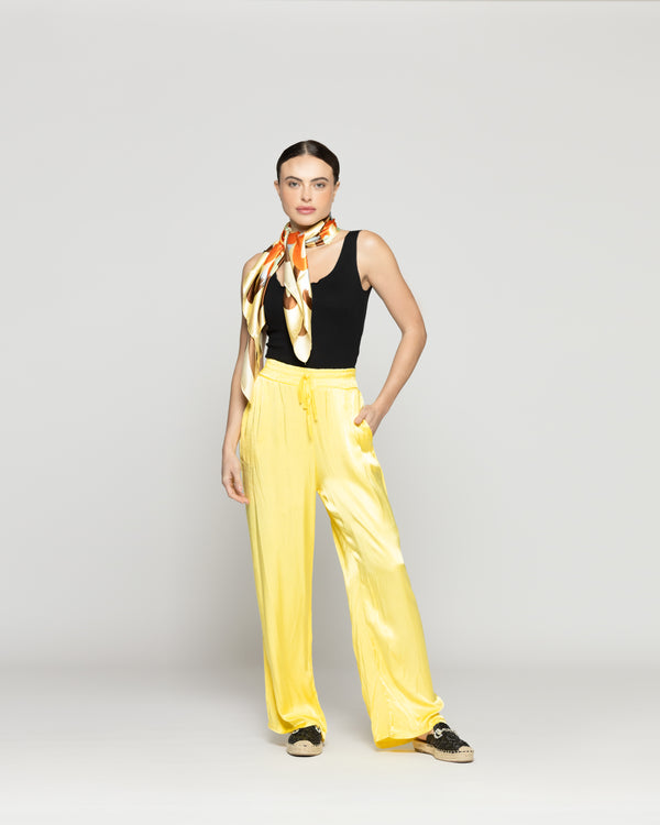 Pañuelo Mujer Satinado Estampado Mandala Amarillo Lineatre