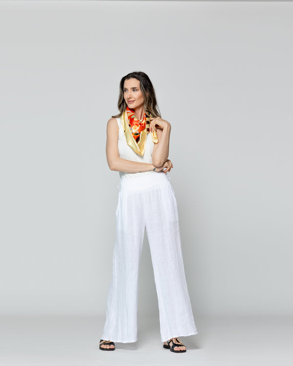 Pañuelo Mujer Satinado Estampado Mandala Amarillo Lineatre