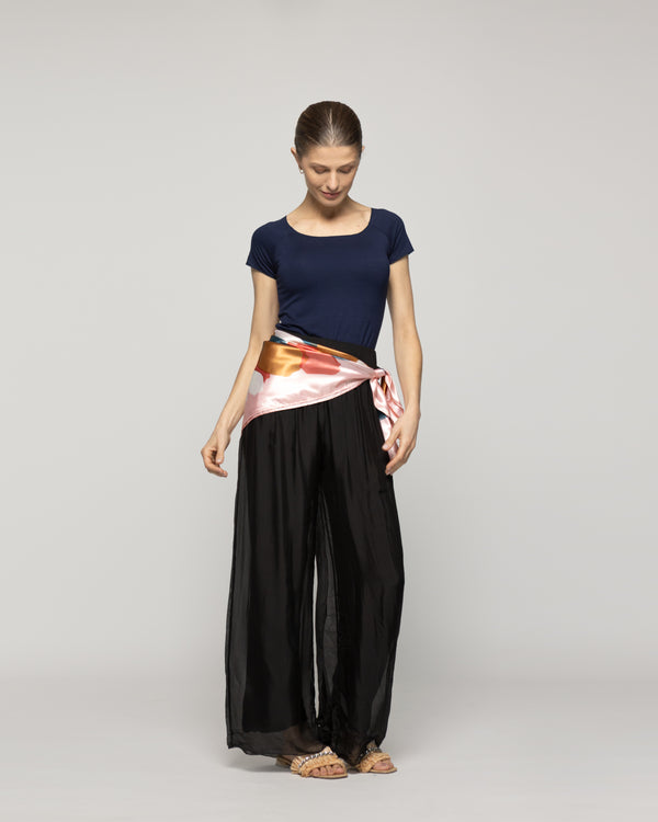 Pañuelo Mujer Satinado Estampado Abstracto Rosado Lineatre