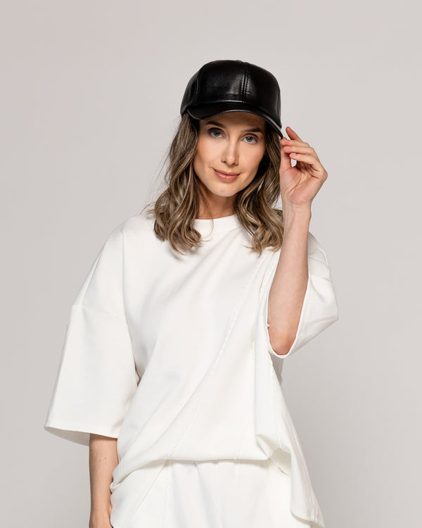 Gorro Mujer Cuero Sintético Negro Lineatre