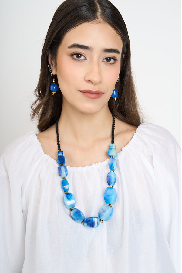 Pack Collar y Aros Mujer Luz Azul Lineatre