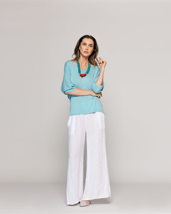 Collar Mujer Cuentas Grandes Naranja Y Verde Turquesa Lieneatre