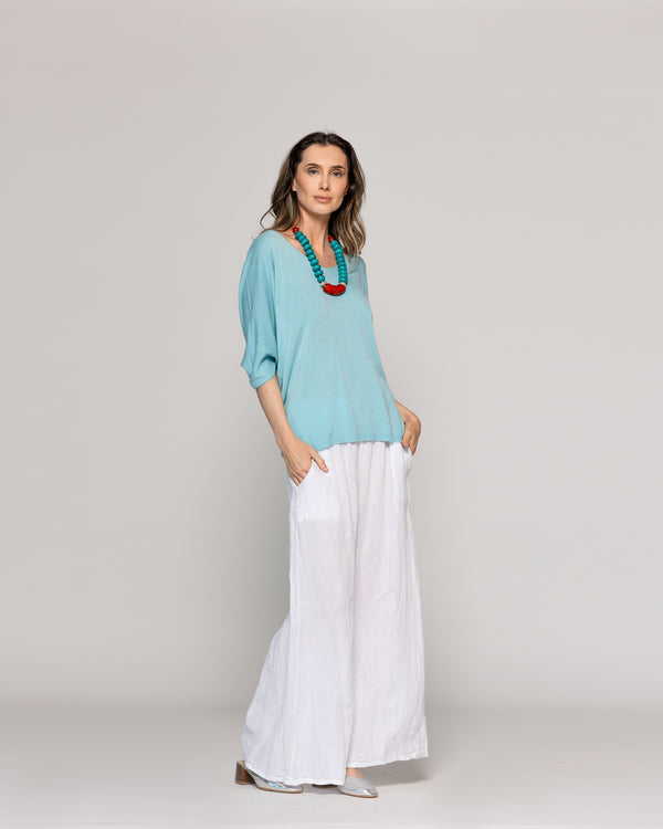 Collar Mujer Cuentas Grandes Naranja Y Verde Turquesa Lieneatre