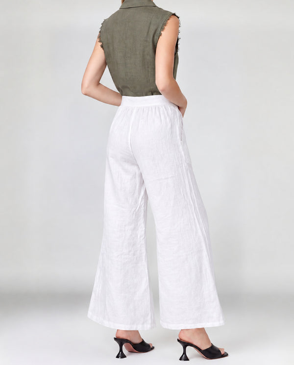 Pantalón Mujer Agustina Largo Tiro Alto Blanco Lineatre